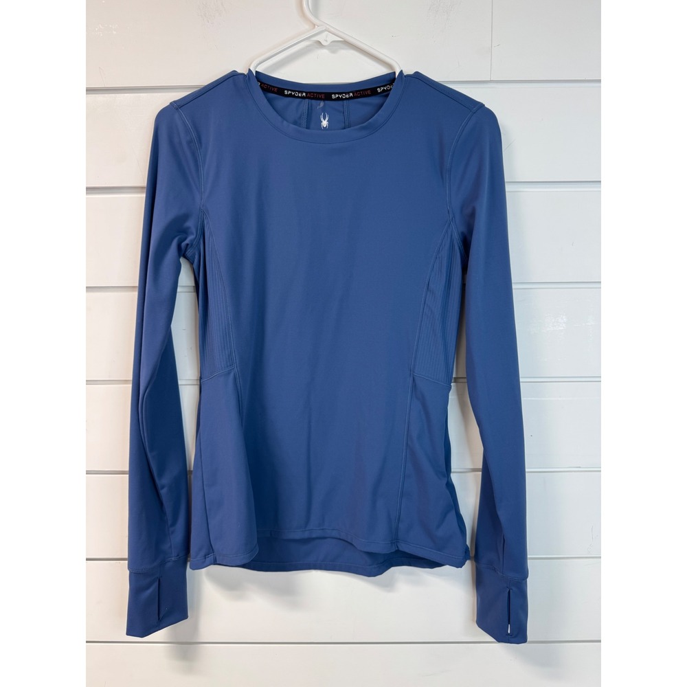 Spyder Active Womens Blue Long Sleeve Performance Top Thumbholes Small SP1000U